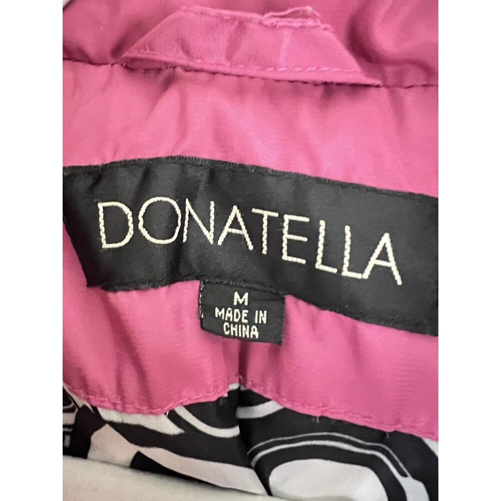 Donatella Pink Hooded Quilted Puffer Jacket Wavy Stitch Coat Insulated Medium - Picture 7 of 10